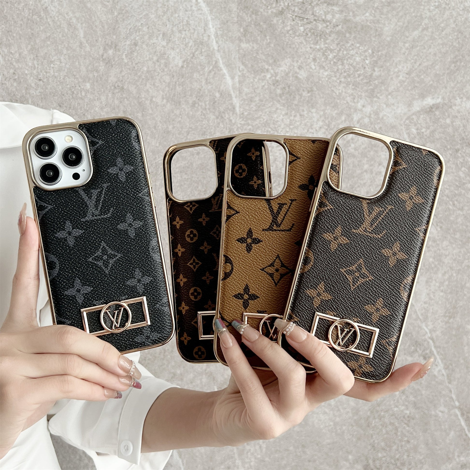 MONOGRAM CANVAS LEATHER PREMIUM ELECTROPLATING FOR IPHONEs mysite