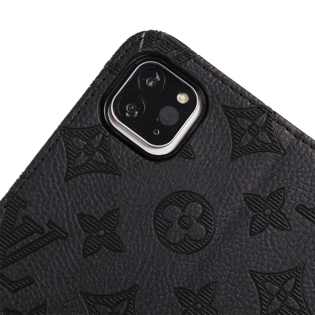 3D Embossed Canvas Monogram Holster Apple iPad Flip Cover With Stand Function mysite
