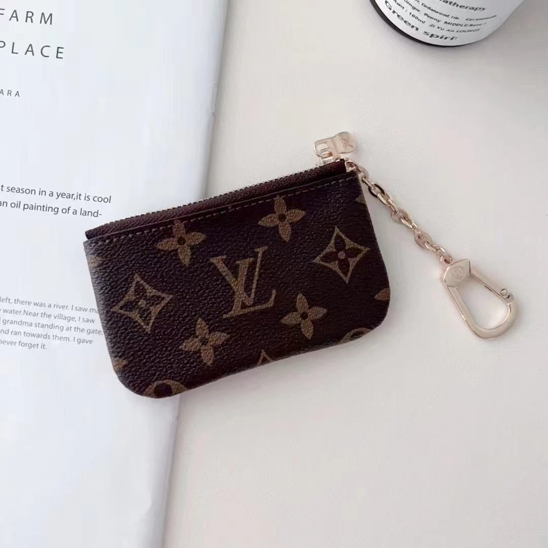 Luxury LV-Inspired Monogram Coin Pouch Collection with Chain Clip mysite