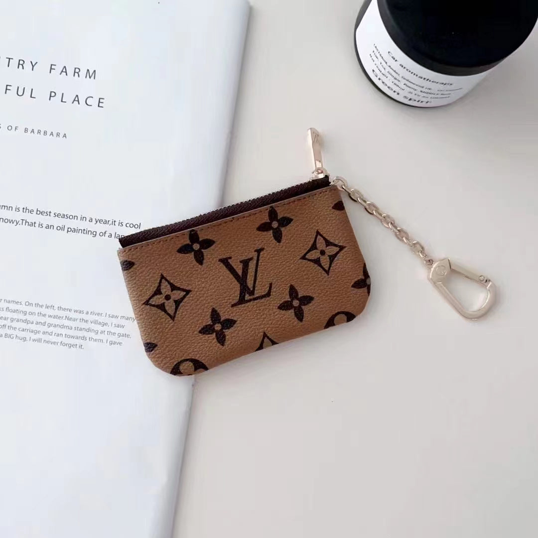 Luxury LV-Inspired Monogram Coin Pouch Collection with Chain Clip mysite