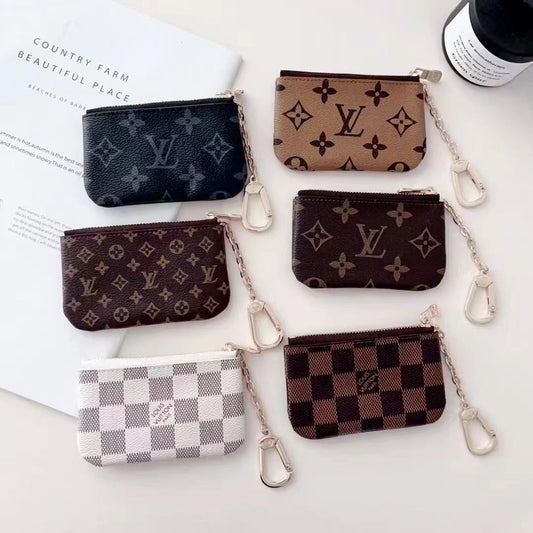 Luxury LV-Inspired Monogram Coin Pouch Collection with Chain Clip mysite