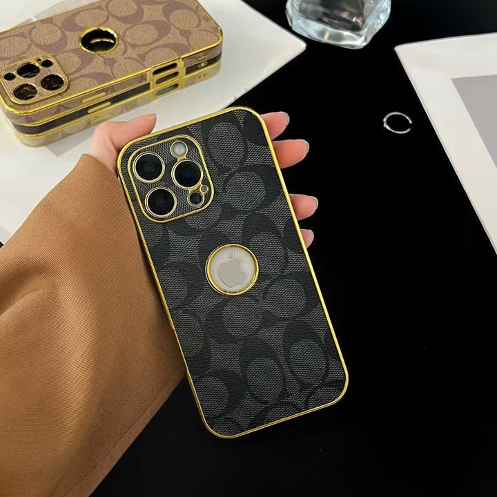 Inspired Luxury Monogram iPhone Case with Gold Trims mysite