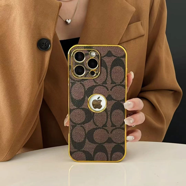 Inspired Luxury Monogram iPhone Case with Gold Trims mysite