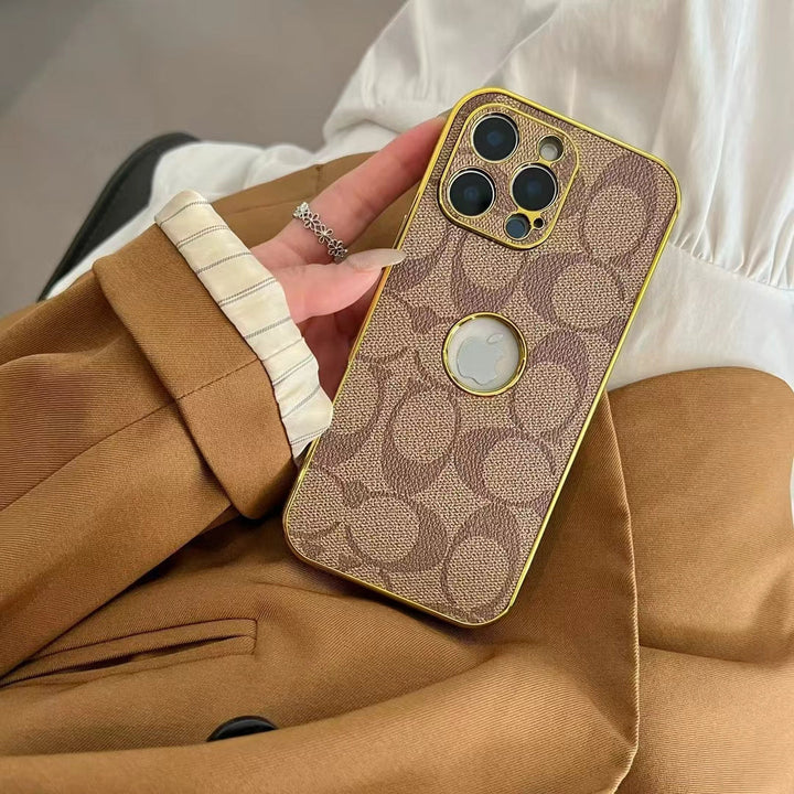 Inspired Luxury Monogram iPhone Case with Gold Trims mysite