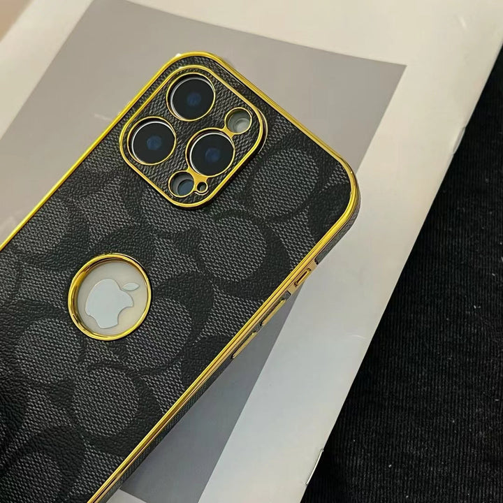 Inspired Luxury Monogram iPhone Case with Gold Trims mysite