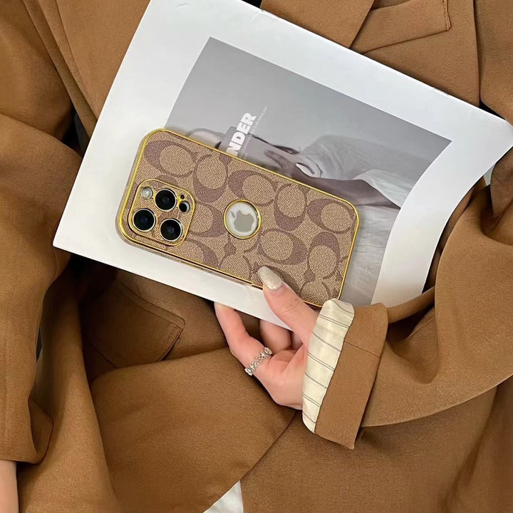 Inspired Luxury Monogram iPhone Case with Gold Trims mysite