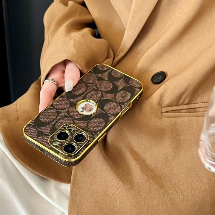 Inspired Luxury Monogram iPhone Case with Gold Trims mysite