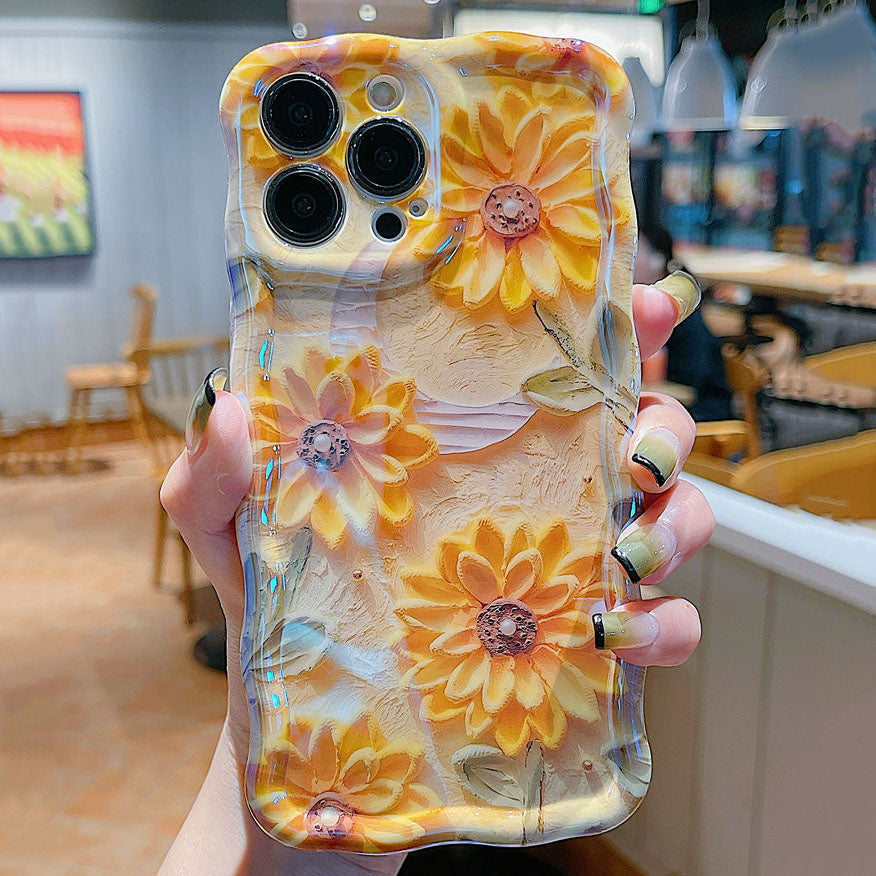 Oil Painting Daisy Flowers With Wristband For iPhone Case mysite