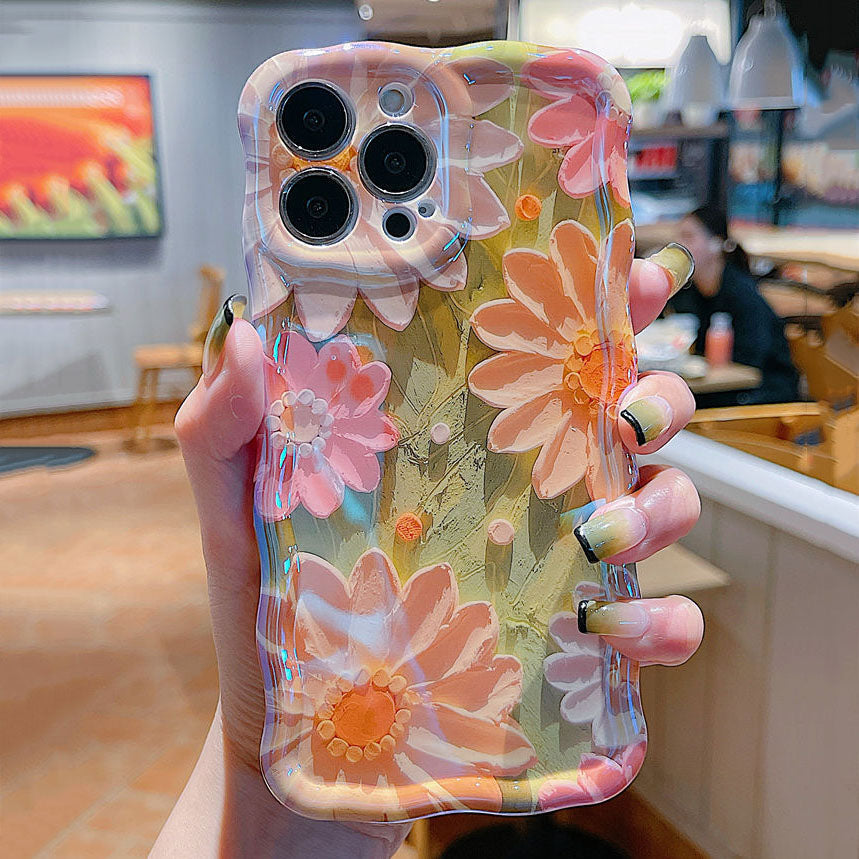 Oil Painting Daisy Flowers With Wristband For iPhone Case mysite