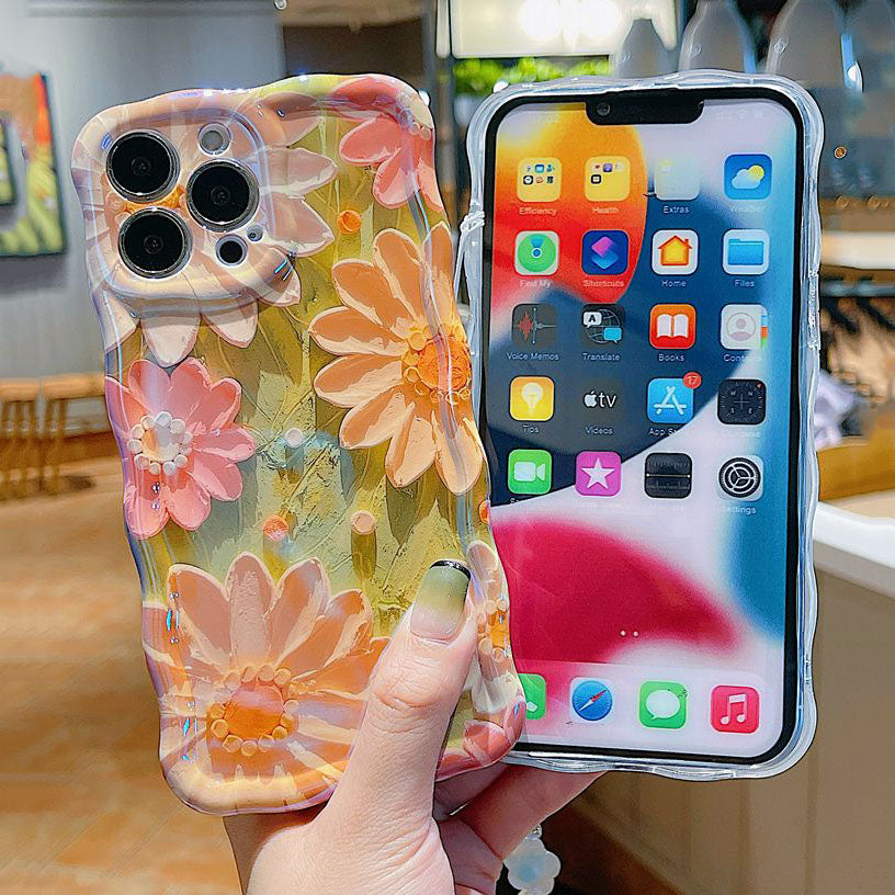 Oil Painting Daisy Flowers With Wristband For iPhone Case mysite