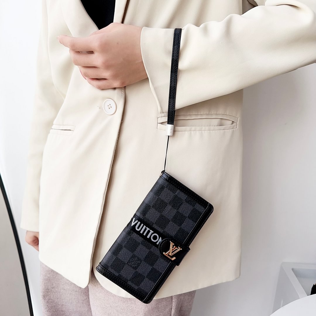 Premium Genuine Leather Monogram Canvas Wallet Card Holder iPhone Cases mysite