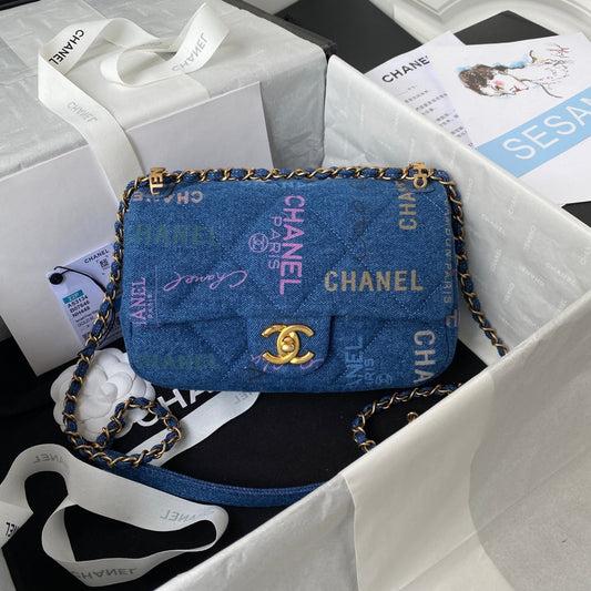 CHANEL  Small Flap Bag Blue Denim AS3134 - 23 x 14 x 8cm mysite