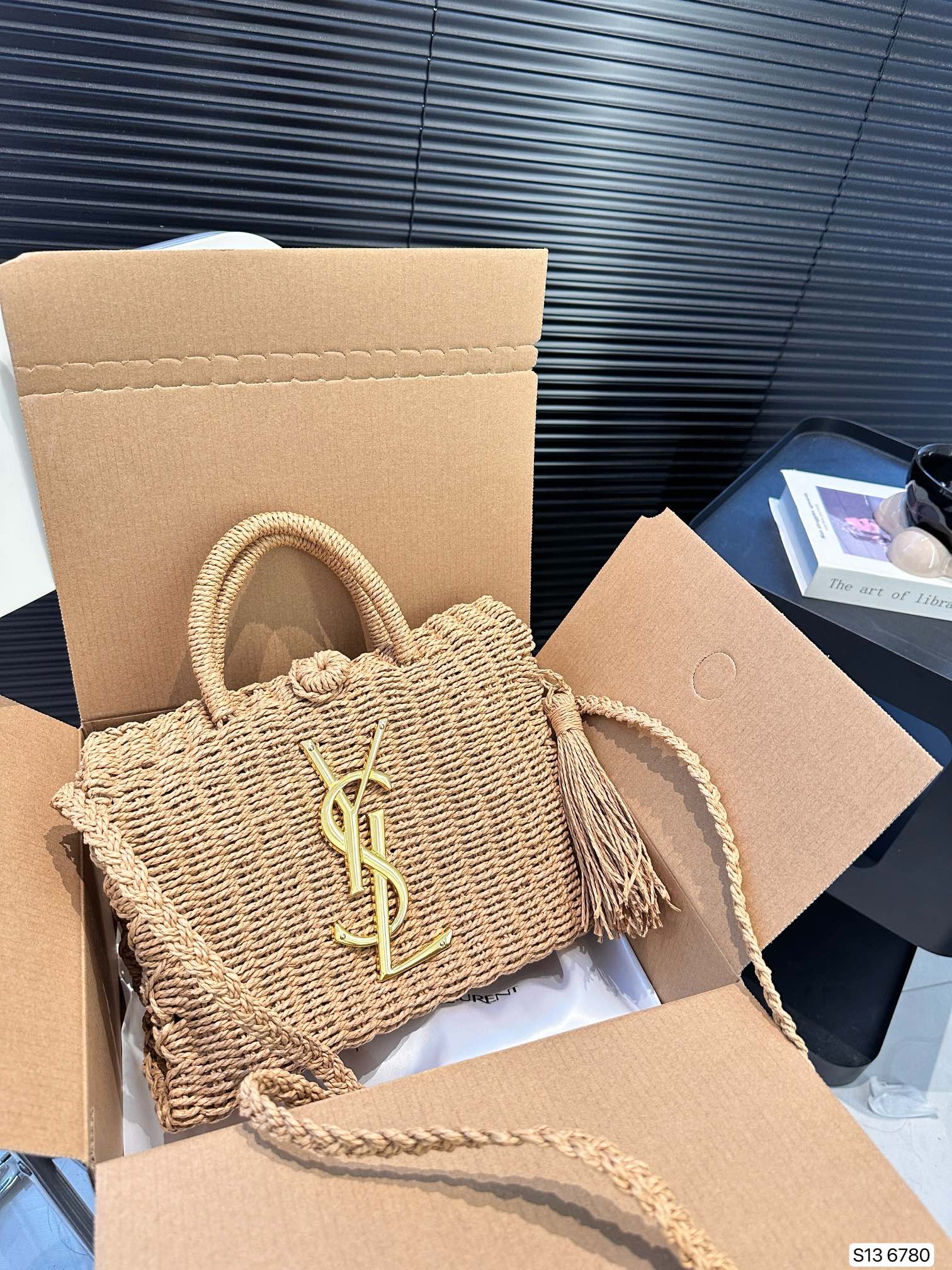 SAINT LAURENT YSL Vacation Woven Tote Bag 27x18cm mysite