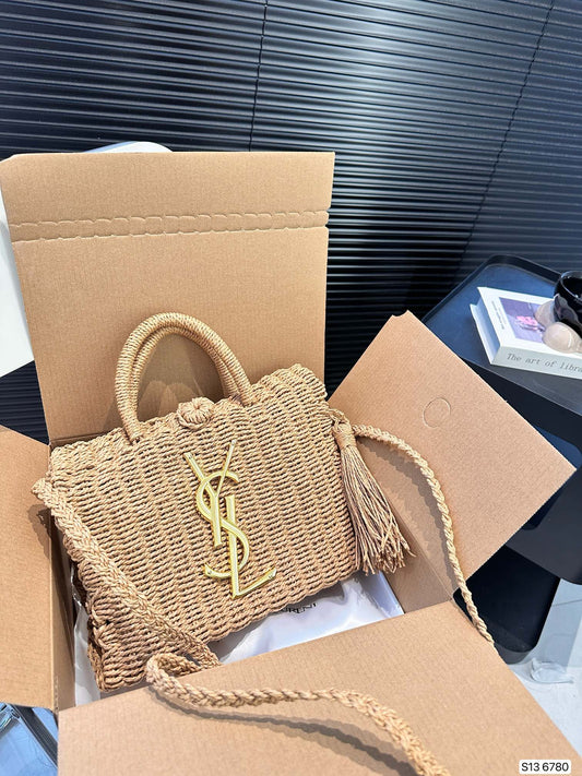 SAINT LAURENT YSL Vacation Woven Tote Bag 27x18cm mysite