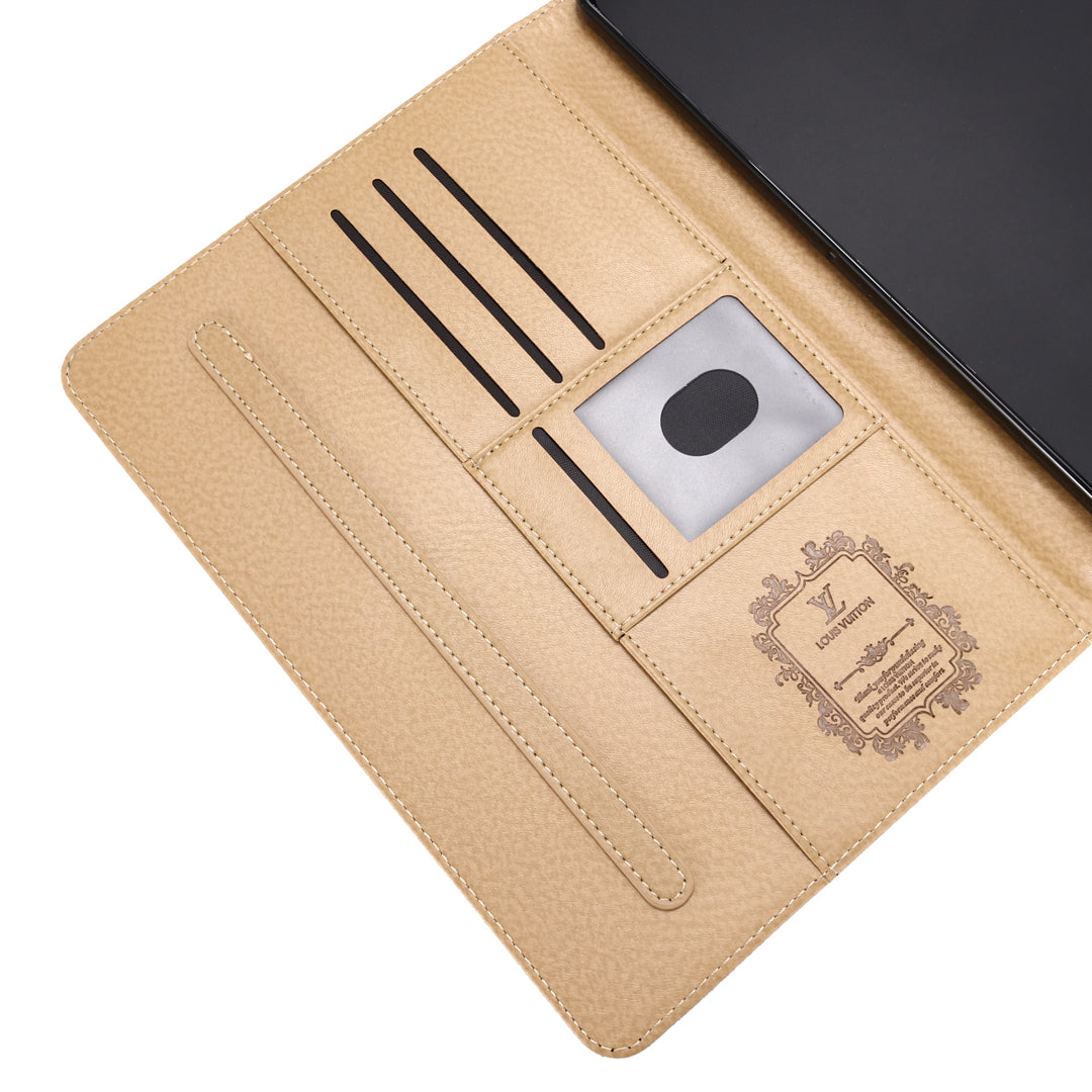 3D Embossed Canvas Monogram Holster Apple iPad Flip Cover With Stand Function mysite