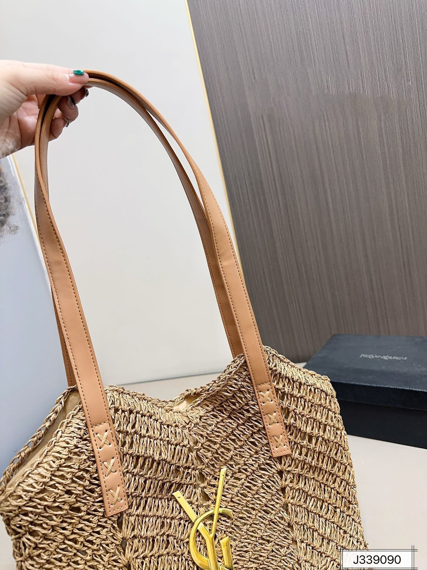 YSL SAINT LAURENT Vacation Casual Raffia Woven Tote Bag 35x32cm mysite