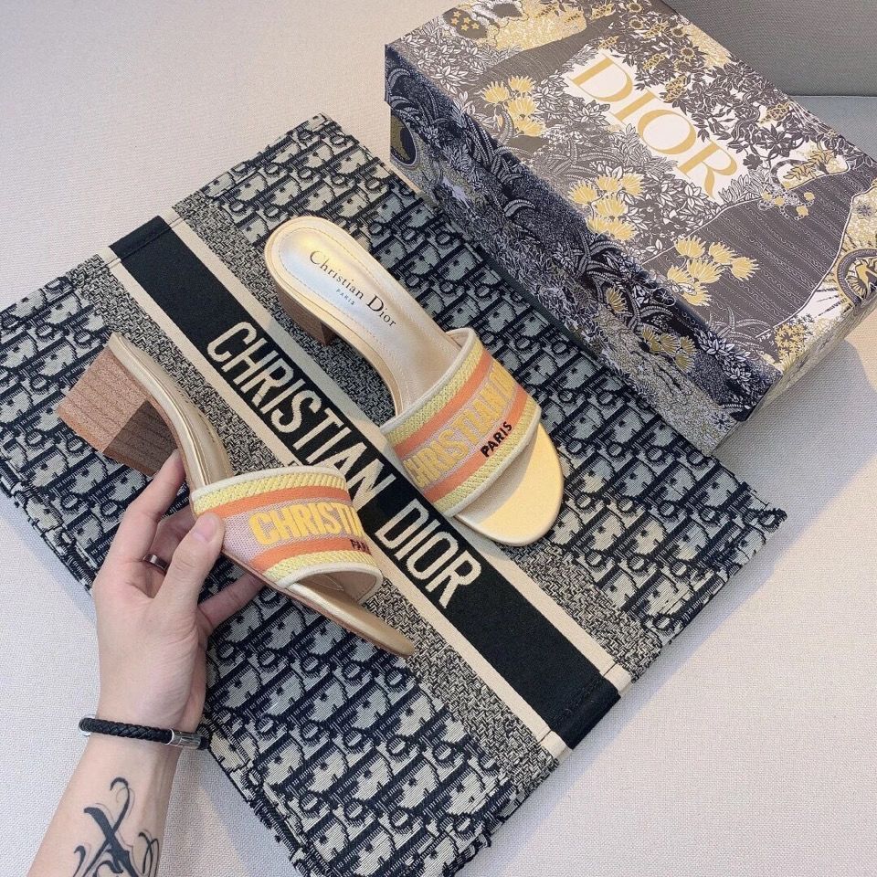 Embroidered Block Heel Slippers mysite