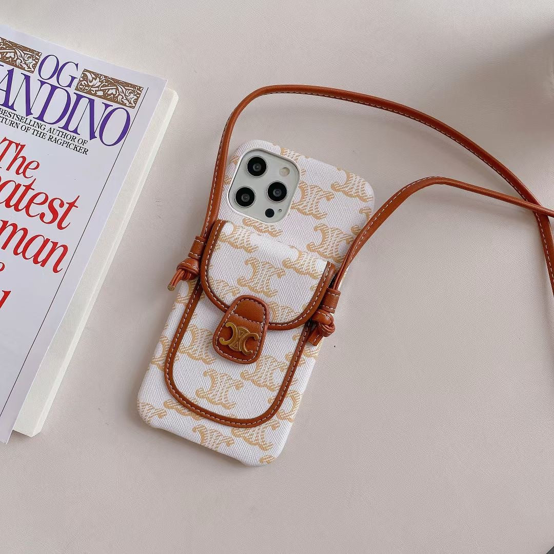 White Celine iPhone Case With Card Holder -LH240109 mysite