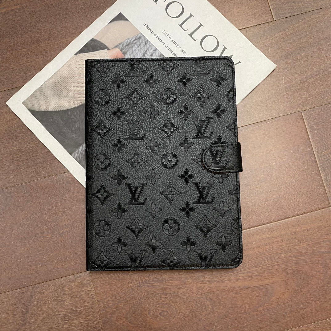 3D Embossed Canvas Monogram Holster Apple iPad Flip Cover With Stand Function mysite