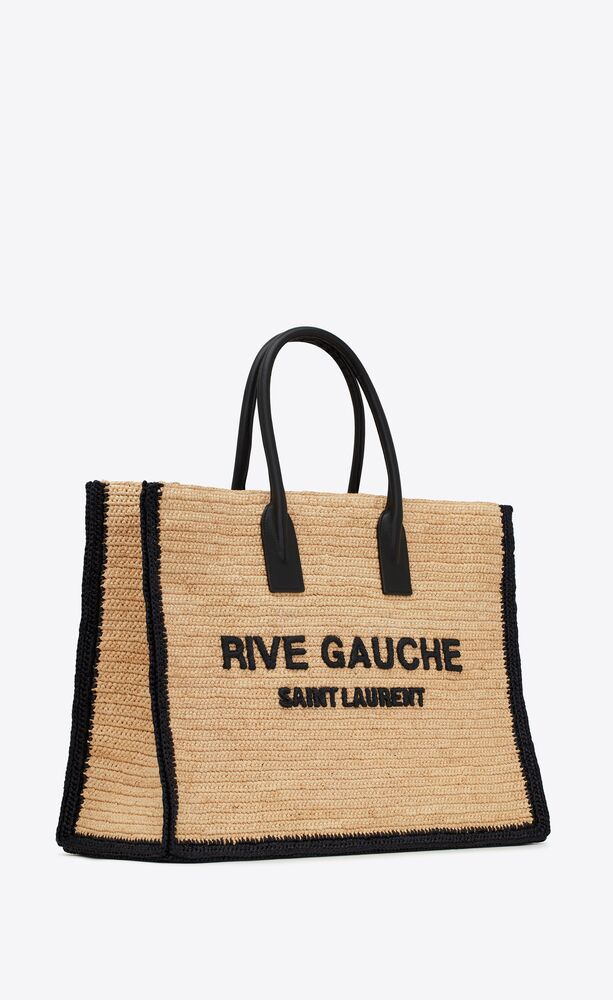 Saint Laurent RIVE GAUCHE TOTE BAG IN RAFFIA AND LEATHER mysite