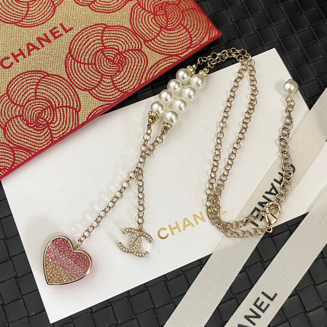 Pink Heart Pendant Pearl Necklace mysite