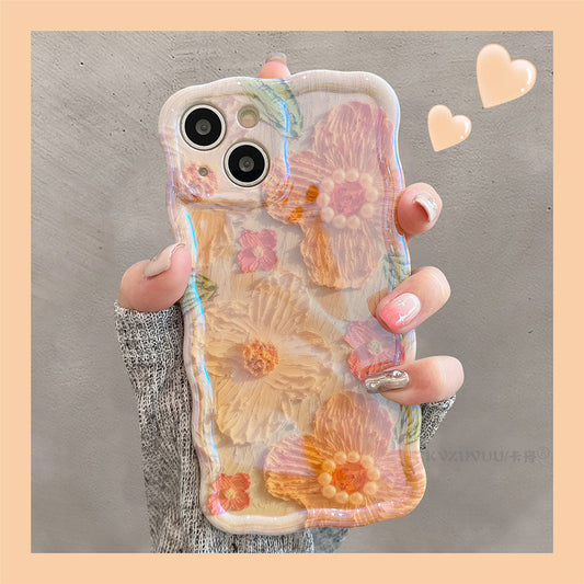 Luxury Pearl Oil Painting Flower iPhone Case mysite