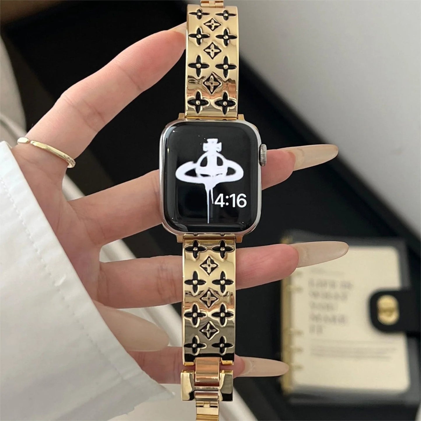 EMBOSSED METAL APPLE WATCH STRAPs-1 mysite