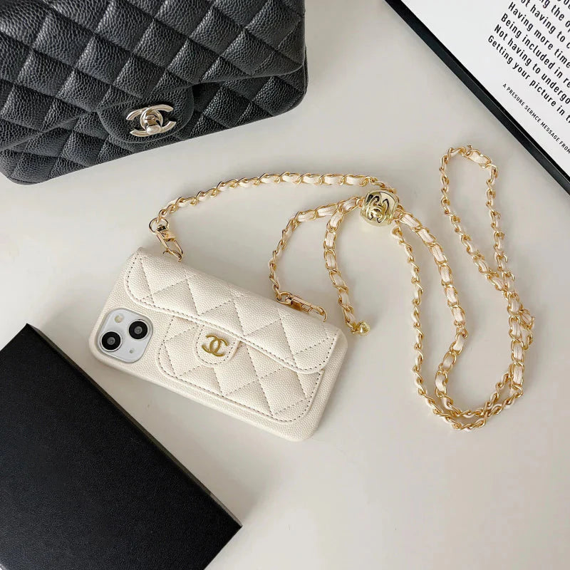 Chanel Genuine Leather Wallet Leather Crossbody Bag Phone Case For iPhone 17 / 16 / 15 / 14s mysite