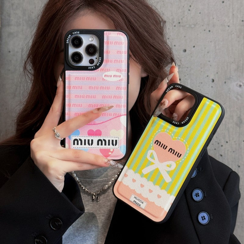 Miu Green & Pink Leather iPhone Case mysite