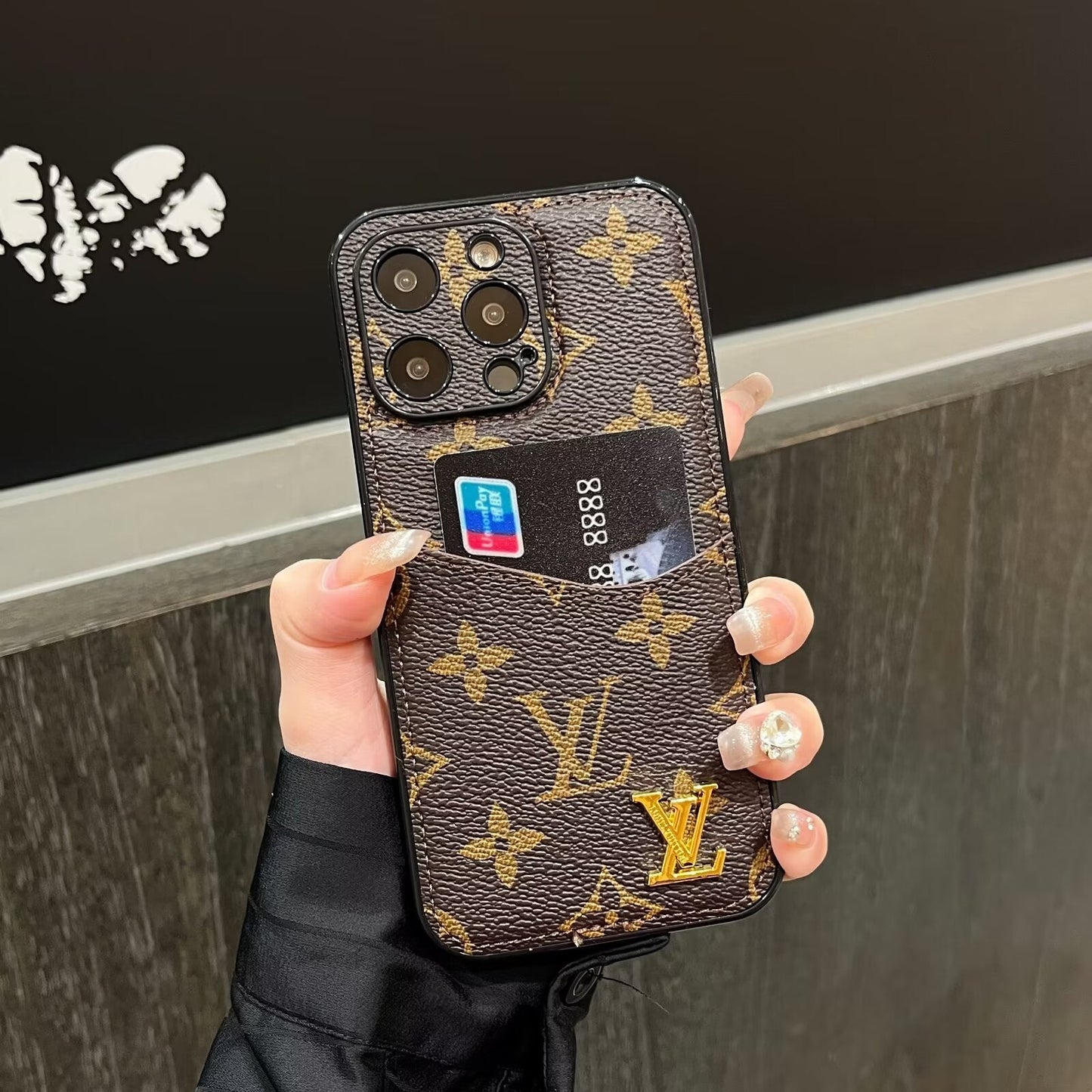 CLASSIC CANVAS LEATHER MONOGRAM BACK CARD APPLE PHONE CASEs mysite