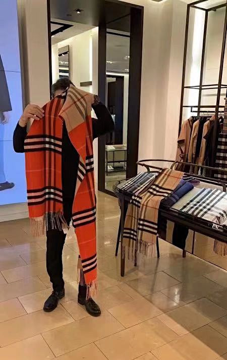LONG SCARF 250 CM IN TIGER ORANGE AND BEIGE CASHMERE 410473 mysite