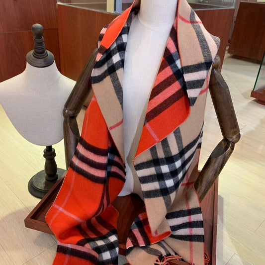 LONG SCARF 250 CM IN TIGER ORANGE AND BEIGE CASHMERE 410473 mysite