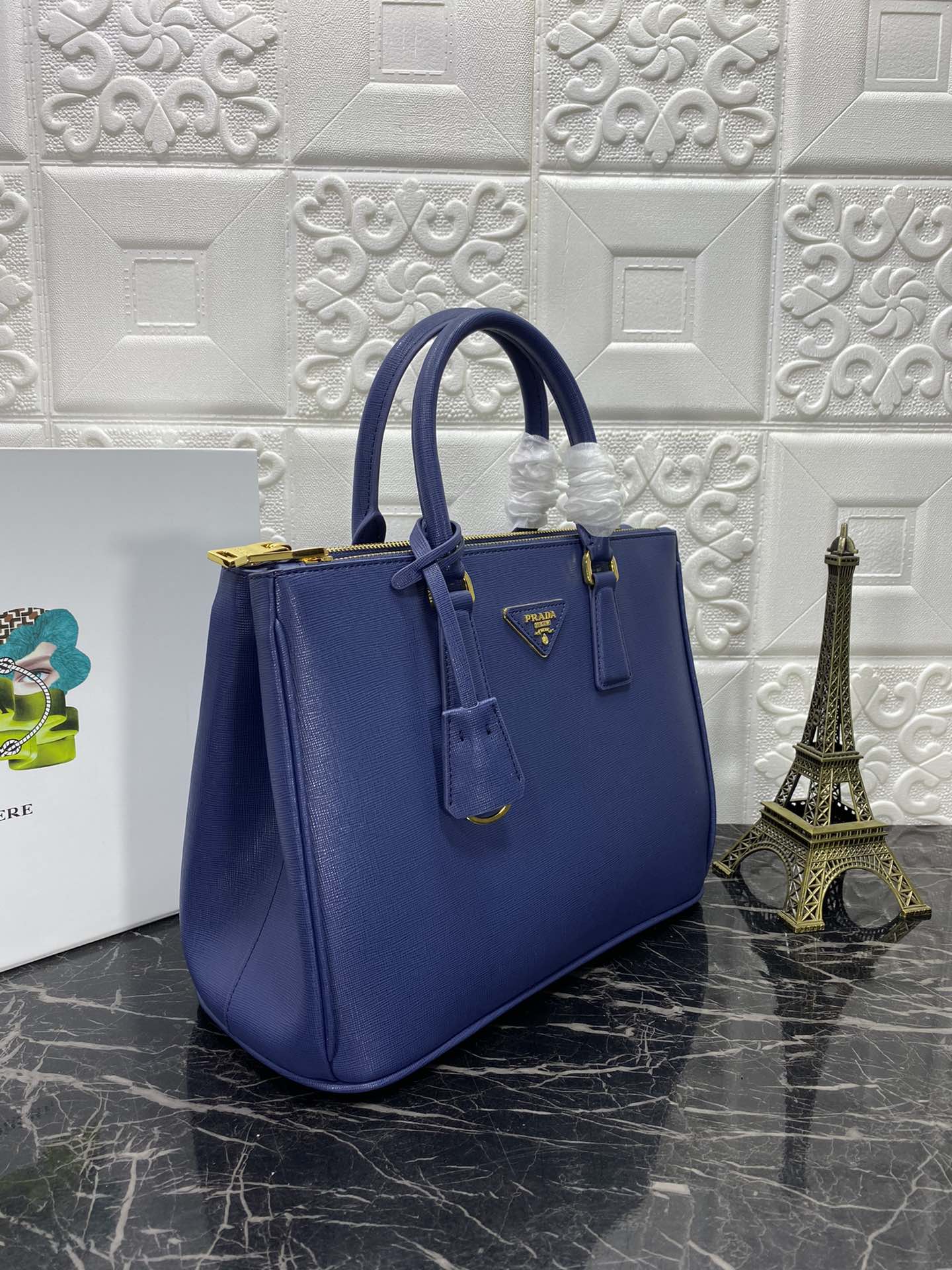 PRA GALLERIA 32 BAG IN NAVY BLUE SAFFIANO LEATHER mysite