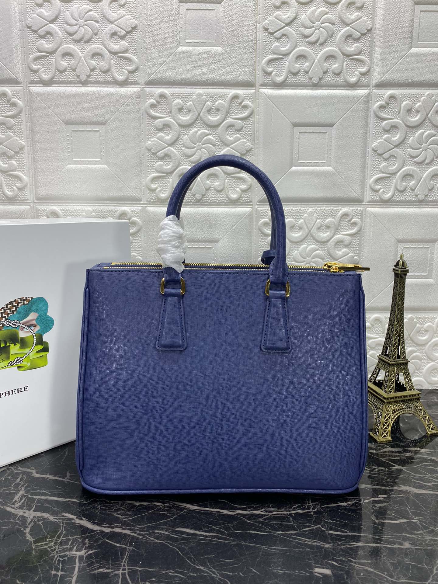 PRA GALLERIA 32 BAG IN NAVY BLUE SAFFIANO LEATHER mysite