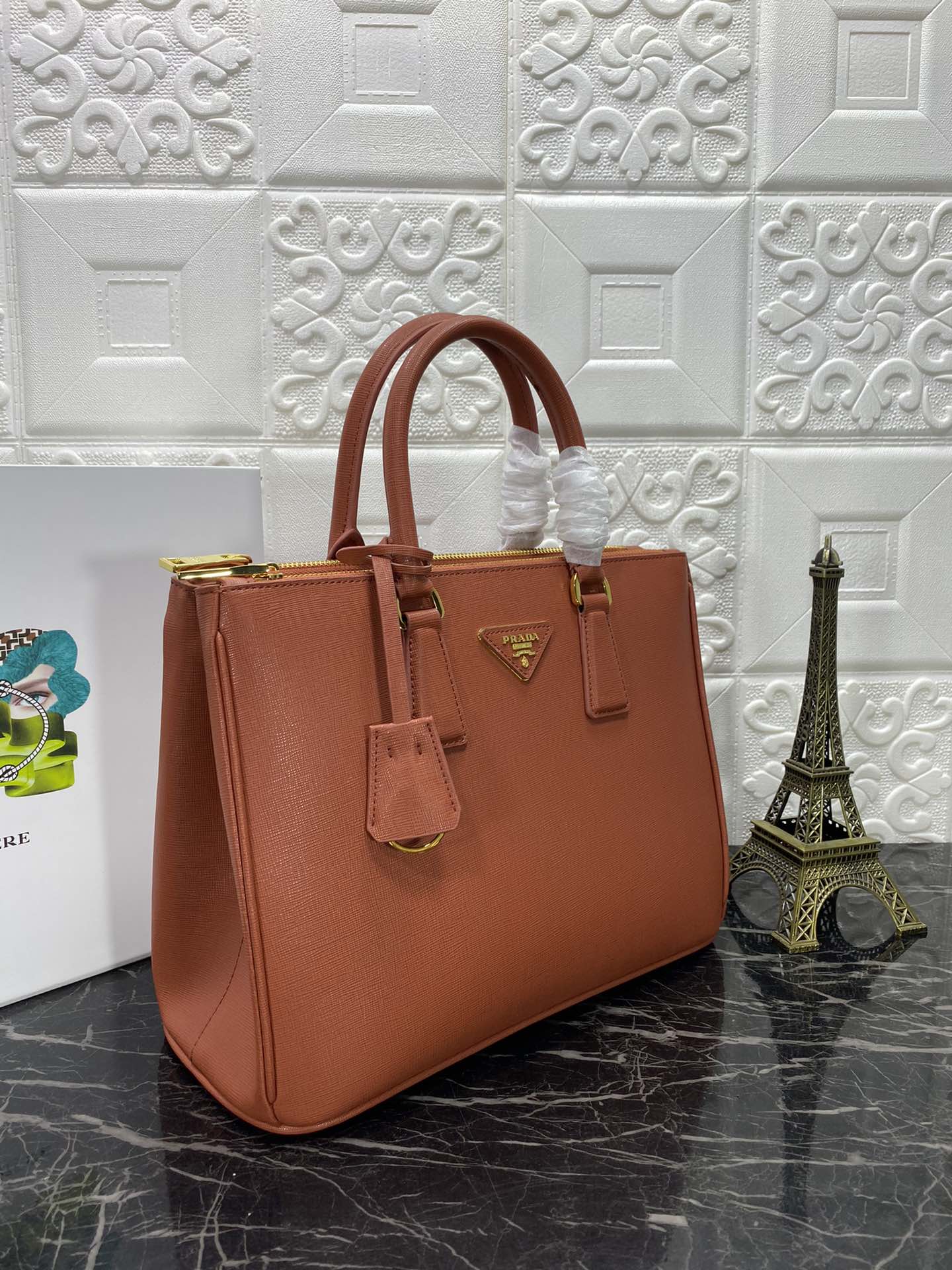 PRA GALLERIA 32 BAG IN BRONZE ORANGE SAFFIANO LEATHER mysite