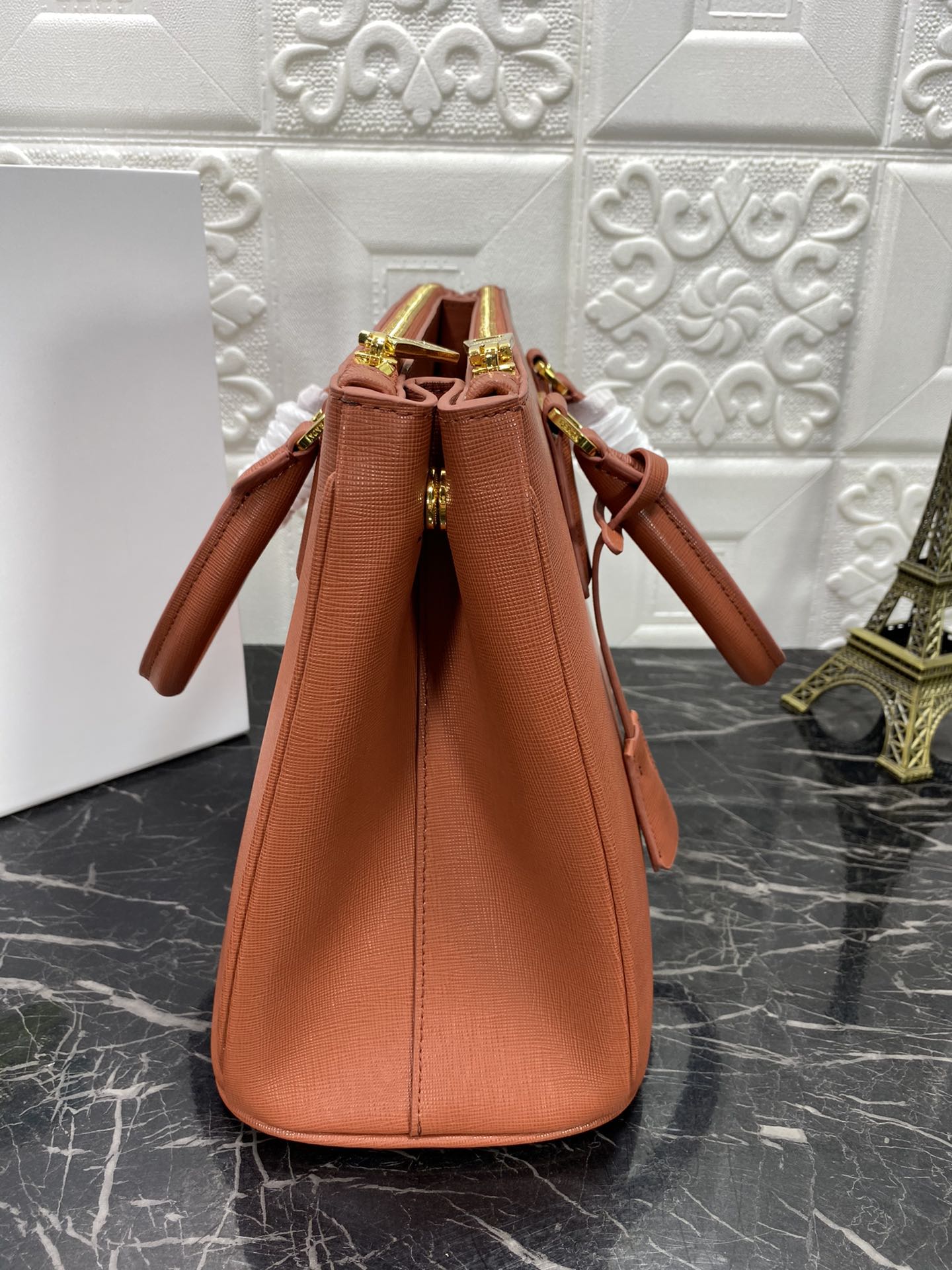 PRA GALLERIA 32 BAG IN BRONZE ORANGE SAFFIANO LEATHER mysite