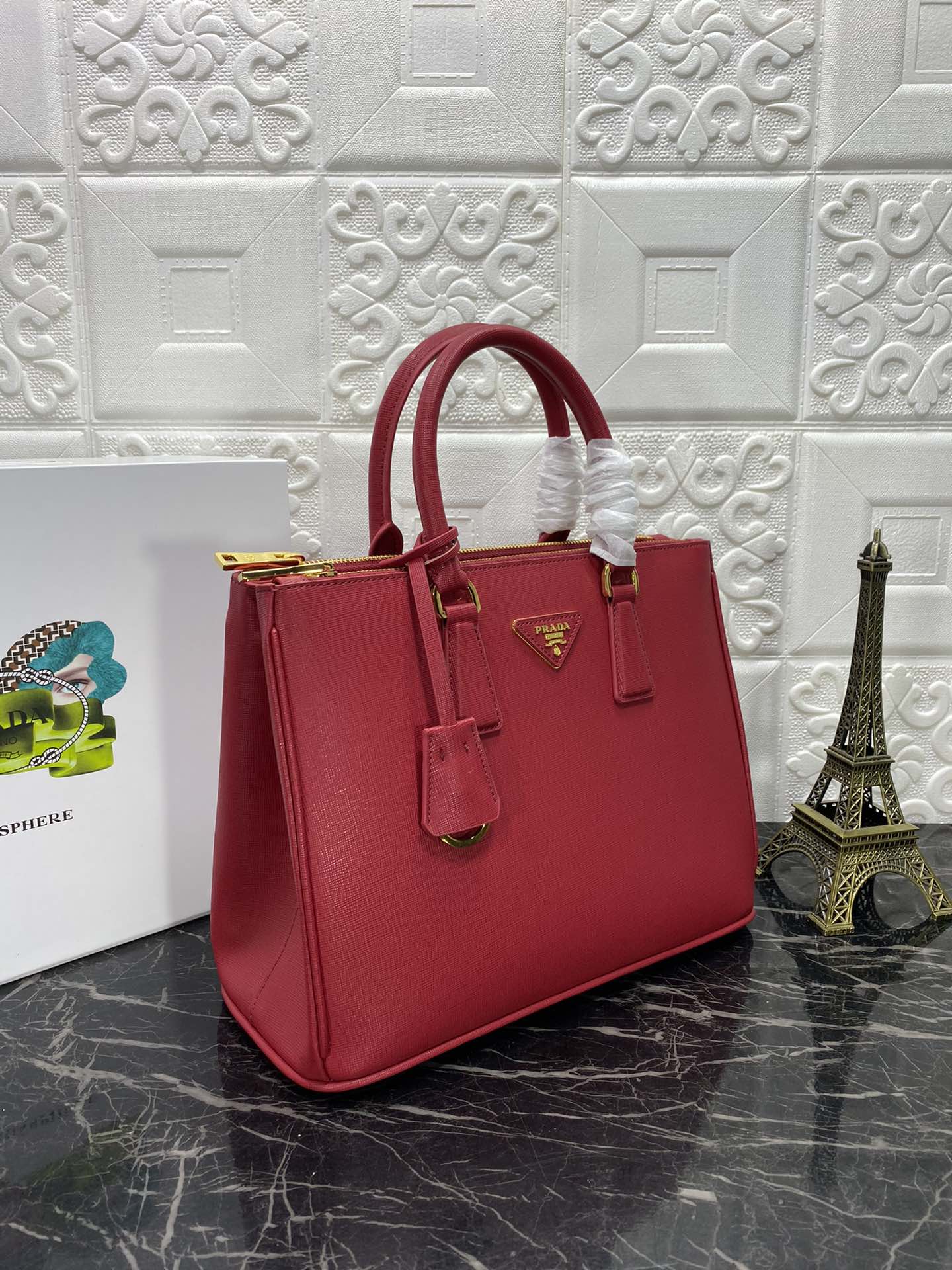 PRA GALLERIA 32 BAG IN CHERRY RED SAFFIANO LEATHER mysite
