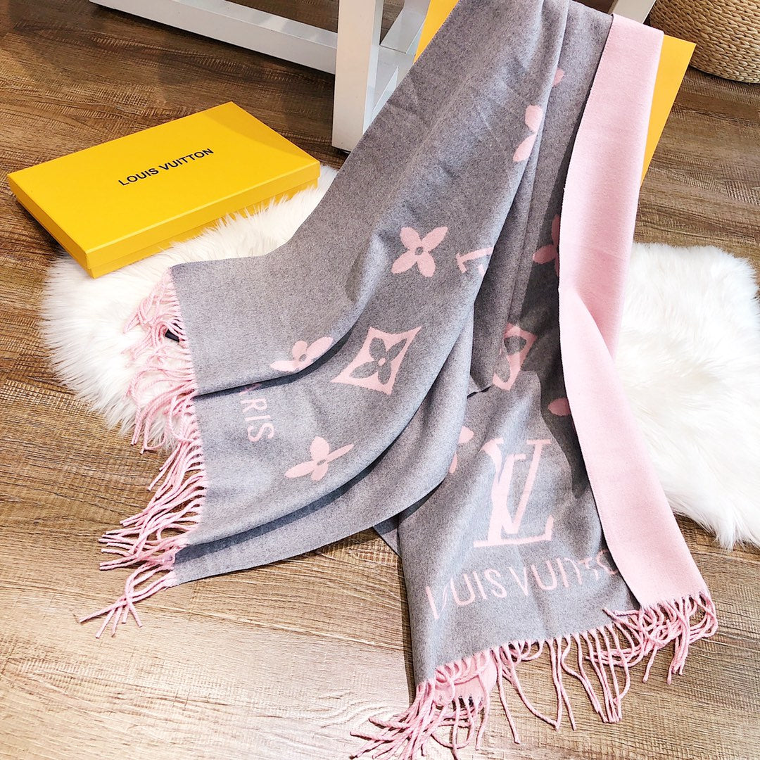 REYKJAVIK SCARF 180 CM IN DOPHIN GRAY MIX PINK CASHMERE 392868 mysite