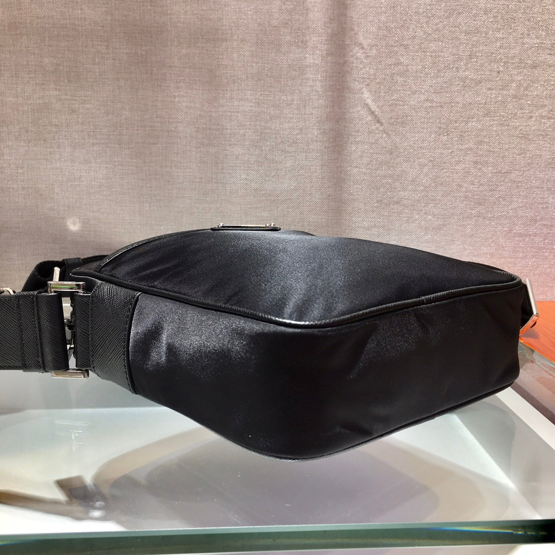 CROSSBODY BAG 20 IN BLACK RE-NYLON AND SAFFIANO LEATHER TRIM mysite