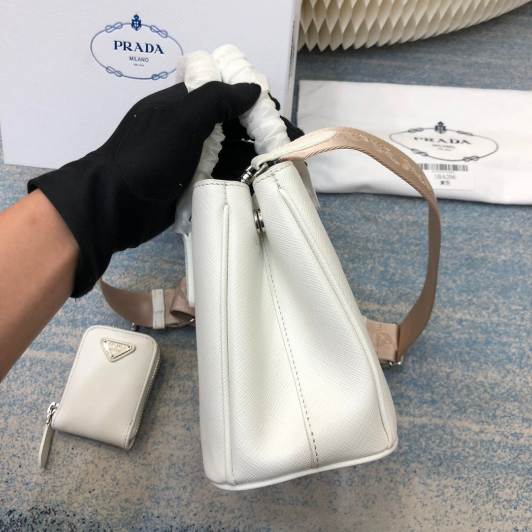 PRA MINI 23 BAG IN WHITE SAFFIANO LEATHER mysite