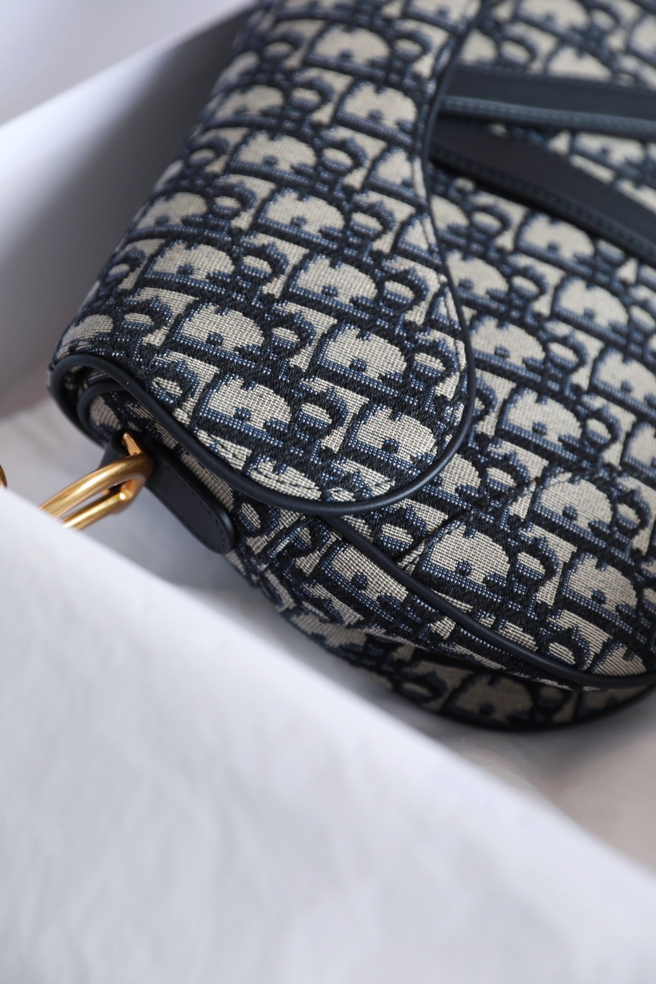 CD Blue Dior Oblique Jacquard Bag Canvas Cowhide mysite