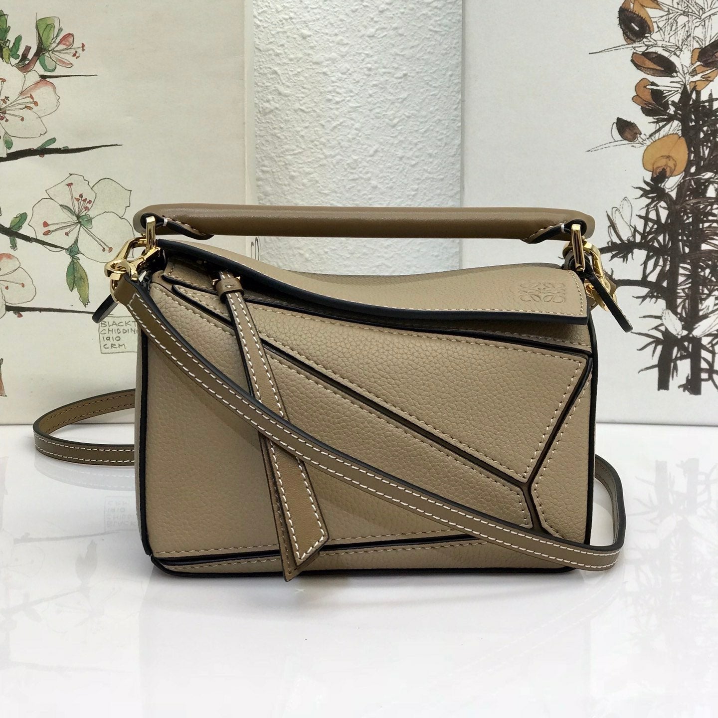LOE MINI 18 PUZZLE BAG IN DARK KHAKI GREEN CALFSKIN mysite