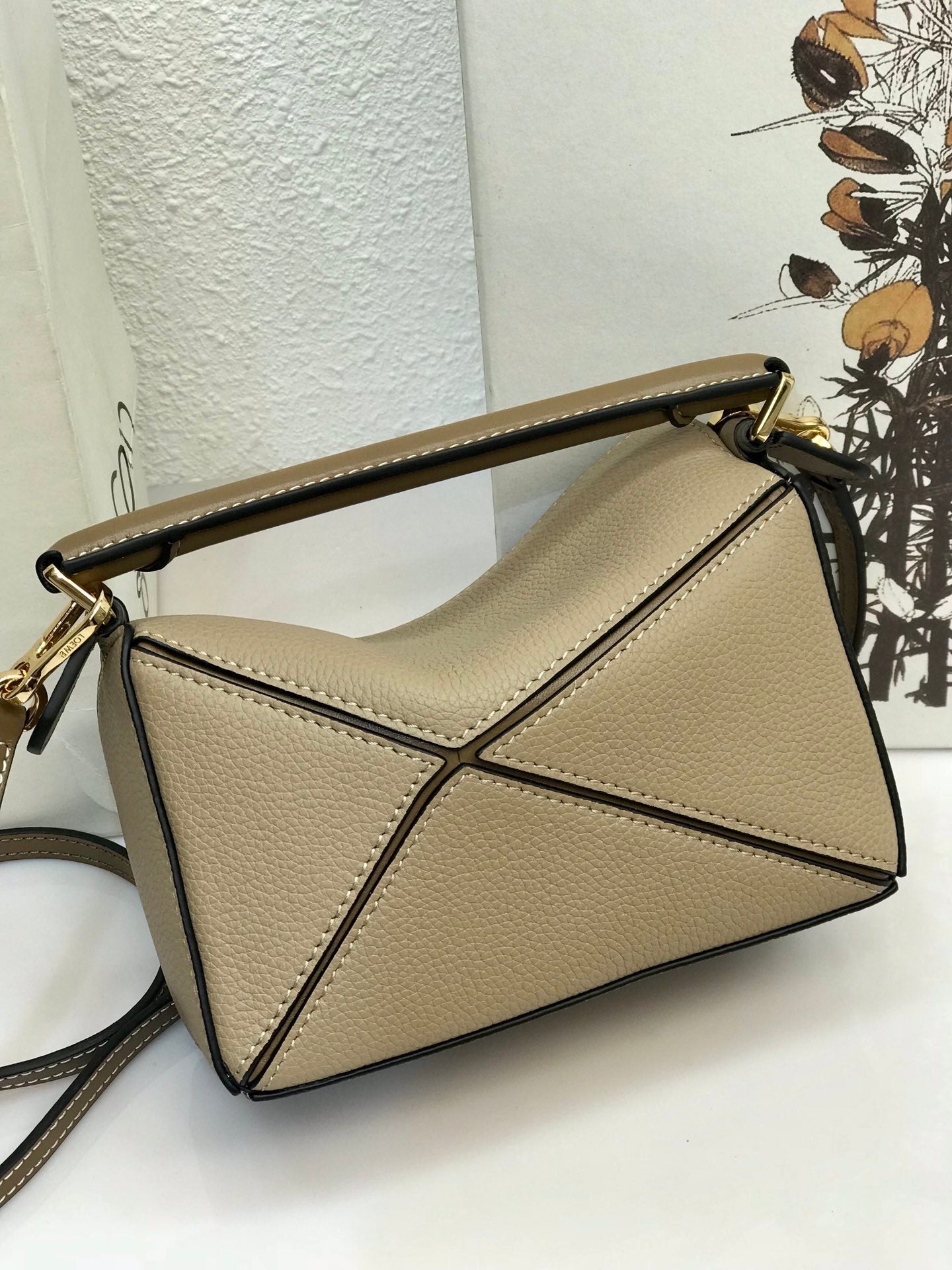 LOE MINI 18 PUZZLE BAG IN DARK KHAKI GREEN CALFSKIN mysite