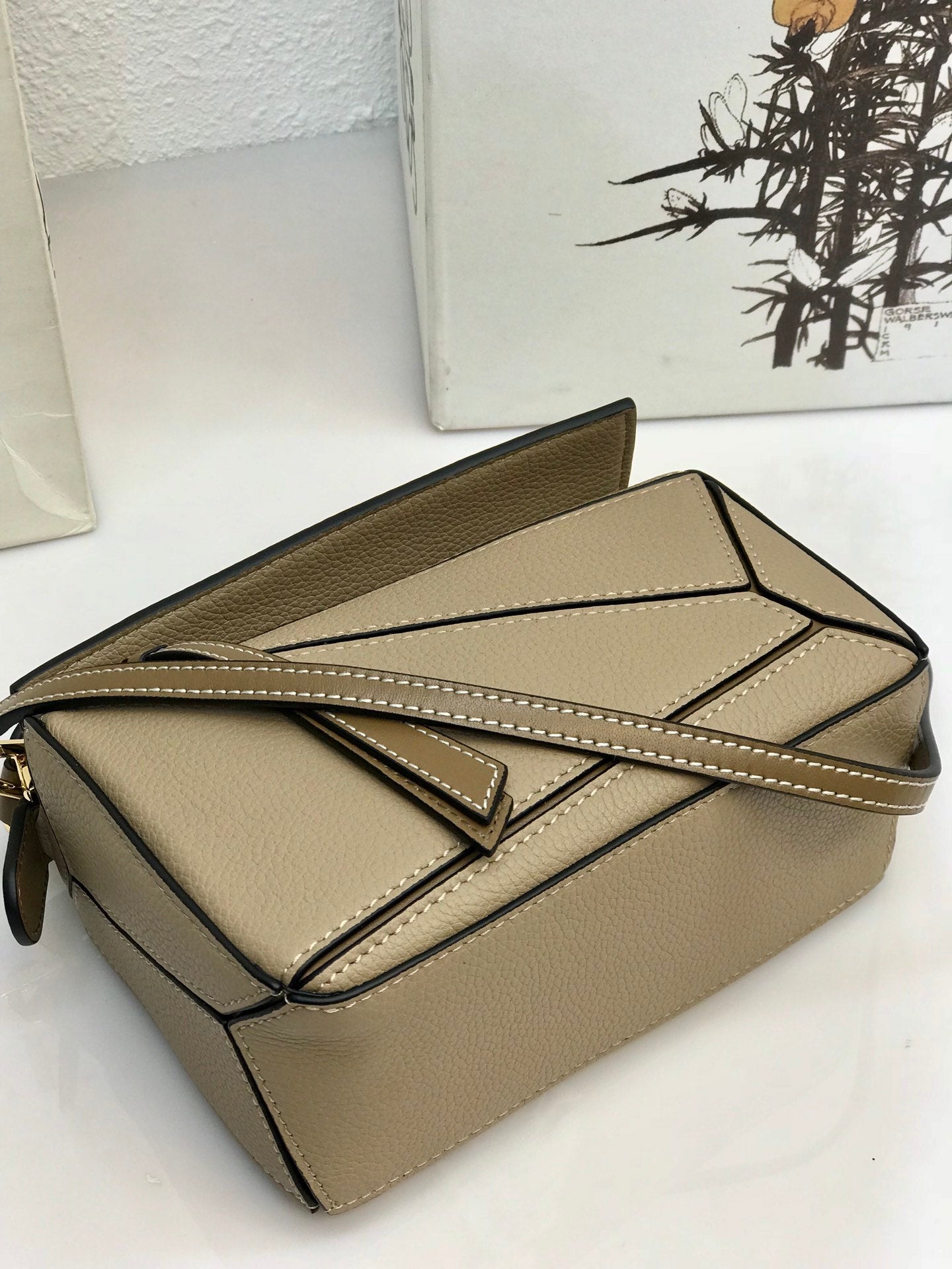 LOE MINI 18 PUZZLE BAG IN DARK KHAKI GREEN CALFSKIN mysite