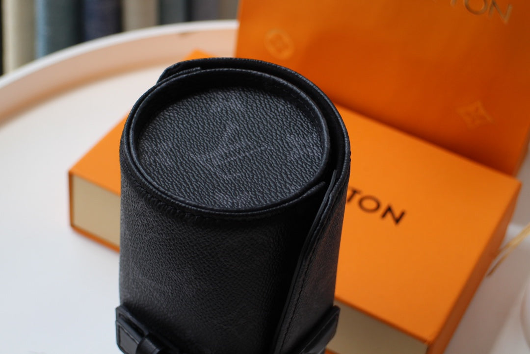 LV M47530 3 Watch Case Black Monogram Eclipse Canvas & Cowhide HW mysite