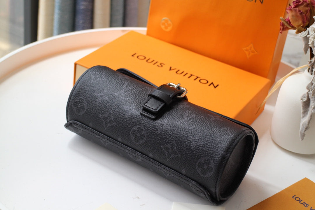 LV M47530 3 Watch Case Black Monogram Eclipse Canvas & Cowhide HW mysite