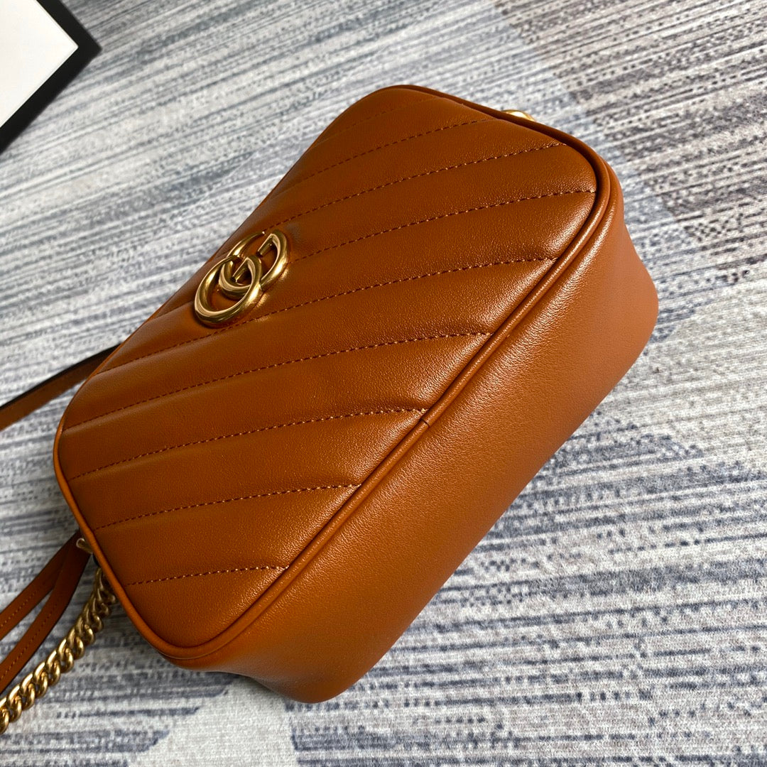 gg marmont mini 18cm zip top brown calfskin gold hardware mysite