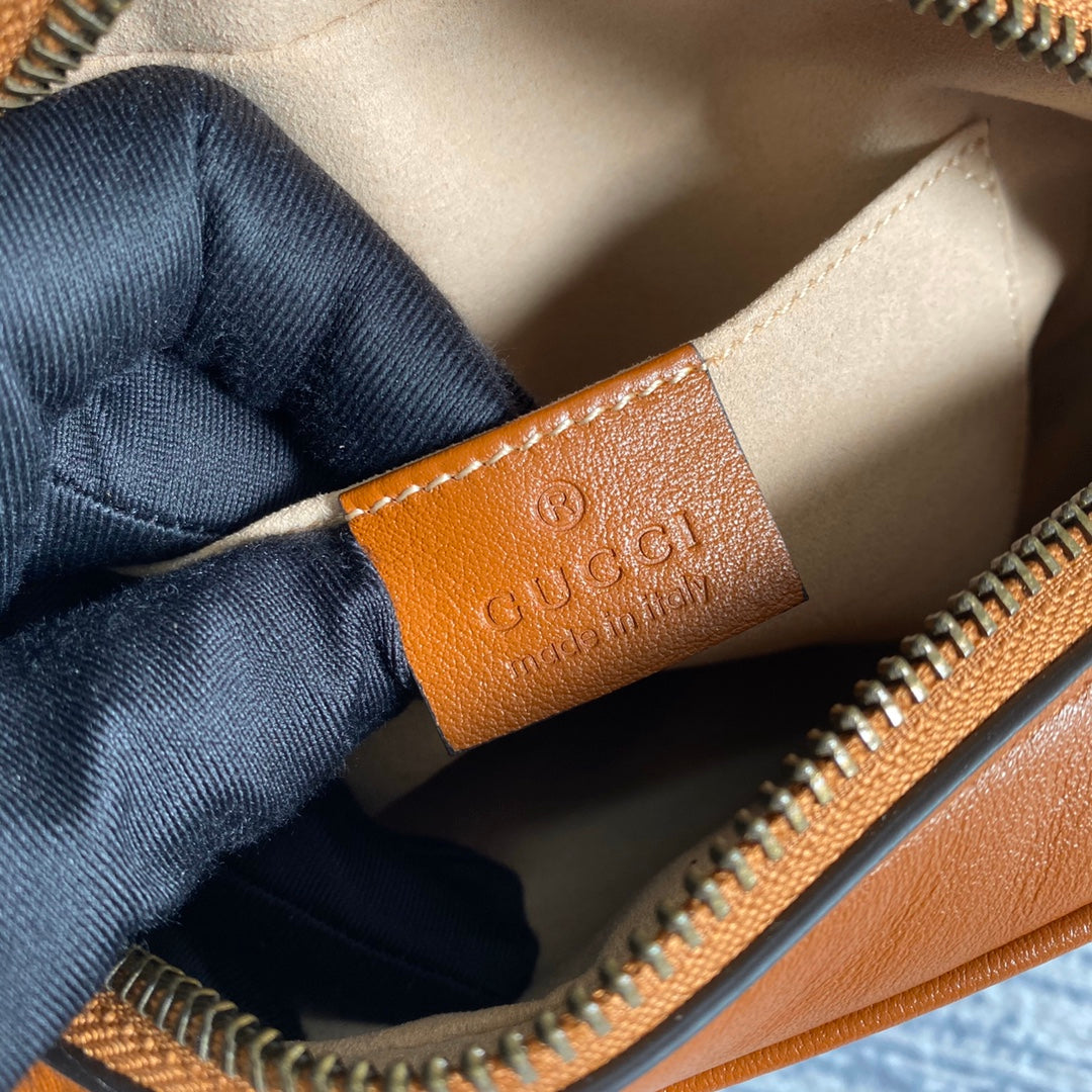 gg marmont mini 18cm zip top brown calfskin gold hardware mysite