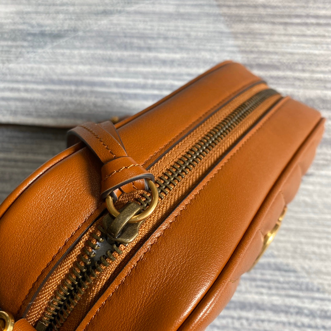 gg marmont mini 18cm zip top brown calfskin gold hardware mysite