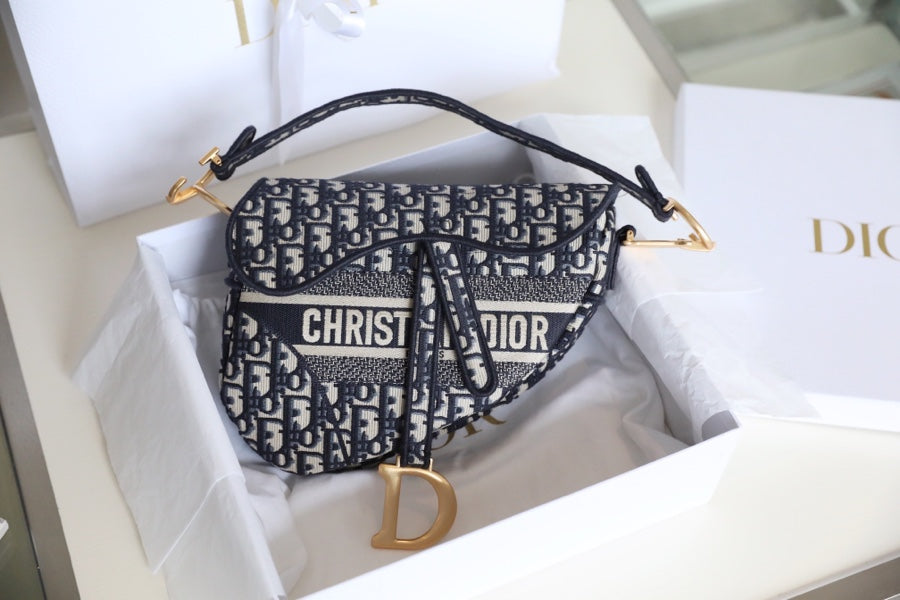 CD Oblique Saddle Bag Blue Canvas mysite